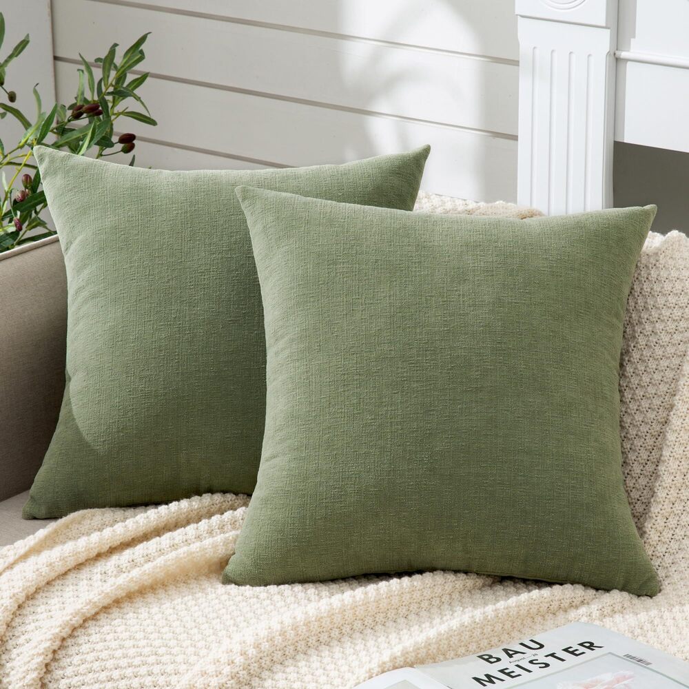 5966 Decorative Square Sage Green Throw Pillow Covers 18"x18" Inch Set of